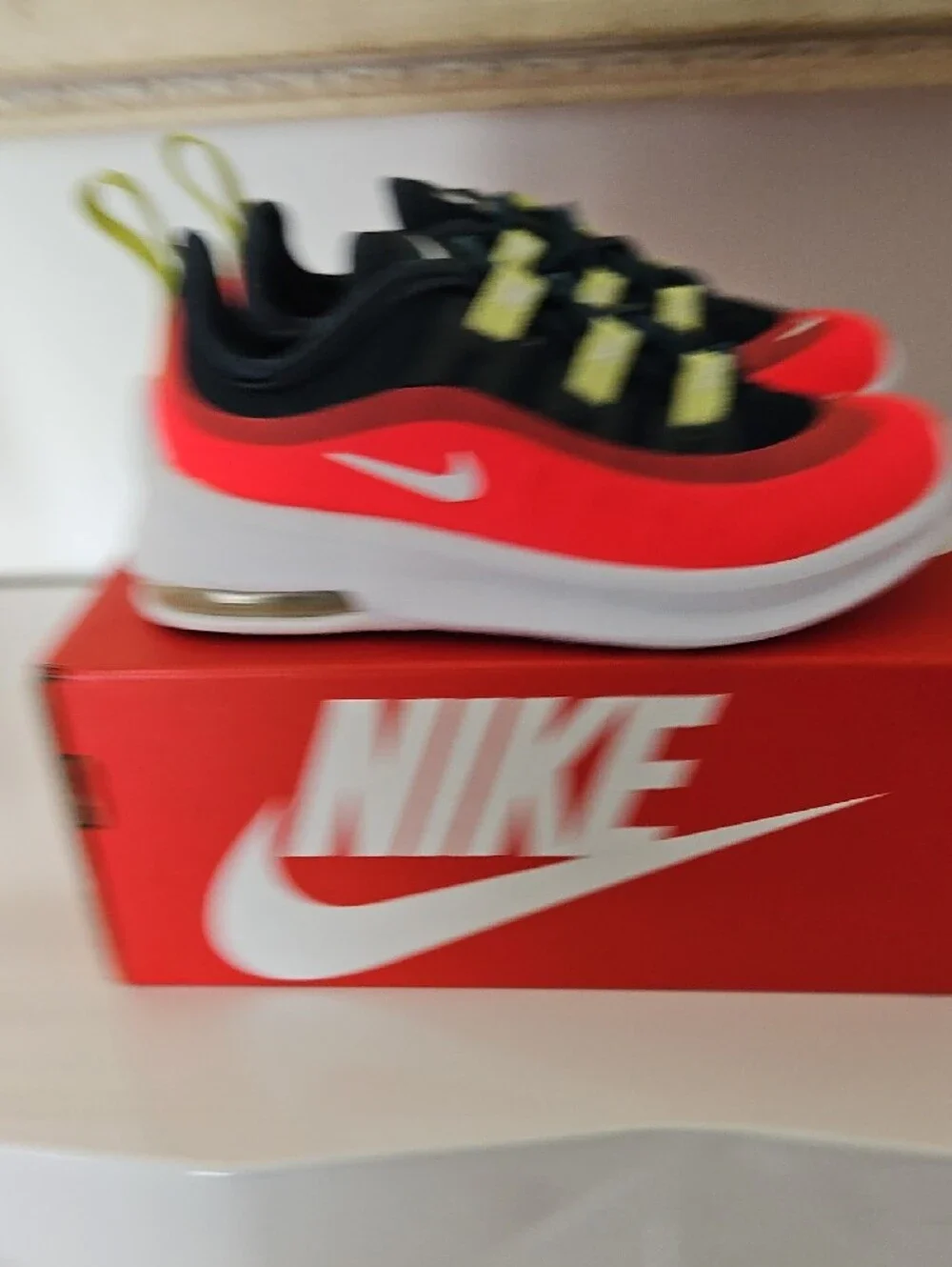 Nike Kids Sneakers in Black, Red & Lime Accent
